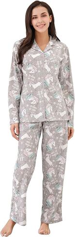 ريتشي هاوس طقم بيجامة نسائي من قطعتين فلانيلة مطبوعة مقاس S-XL RHW2774 in Kuwait