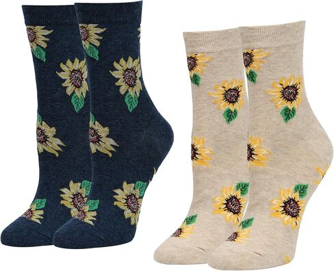 جوارب PanPacSight النسائية المبتكرة والمضحكة على شكل عباد الشمس، جوارب زهرية لطيفة غير تقليدية للسيدات الشابات والفتيات، مقاس 7-13 in Kuwait