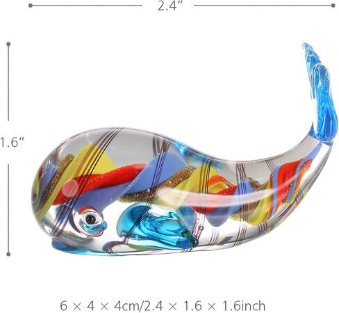 Tooarts الملونة الحوت النحت الزجاج الحوت تمثال زخرفة اليد في مهب متعدد الألوان، هدية عيد ميلاد عيد الميلاد in Kuwait