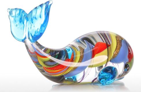 Tooarts الملونة الحوت النحت الزجاج الحوت تمثال زخرفة اليد في مهب متعدد الألوان، هدية عيد ميلاد عيد الميلاد in Kuwait