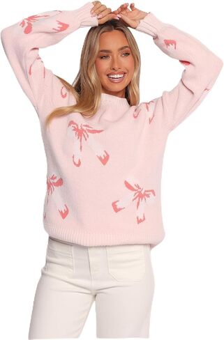 Petal & Pup Women's Carrington Bow Print Knit Sweater - Pink in Saudi Arabia