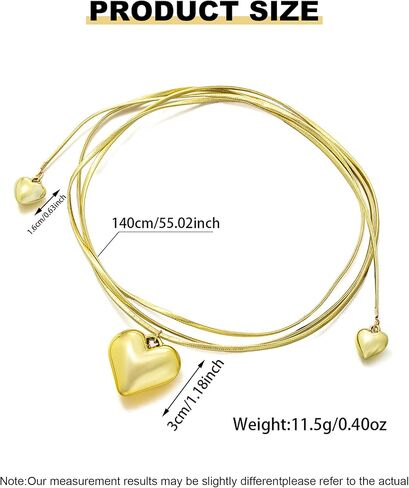 Chunky Heart Necklace for Women Adjustable Bow Layered Tie Wrap Necklace Trendy Gold Heart Pendant Neck-lace Prom Party Valentine Day Jewelry Accessories for Her in Saudi Arabia