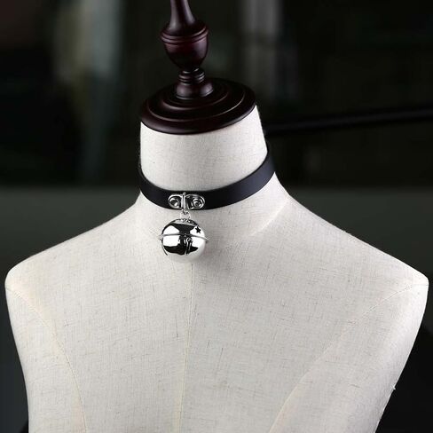 Outman Women PU Leather Punk Choker Necklace Goth Choker Collar Waist Belt Gothic (Black with Bell) in Kuwait