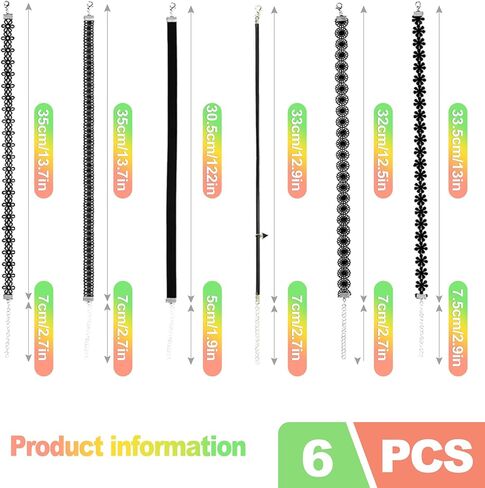 ZukoCert 6 PCS Black Lace Choker Set for Women, Gothic Velvet Neck Choker, Sexy Goth Cross Necklace, Aesthetic Gift for Party in Kuwait