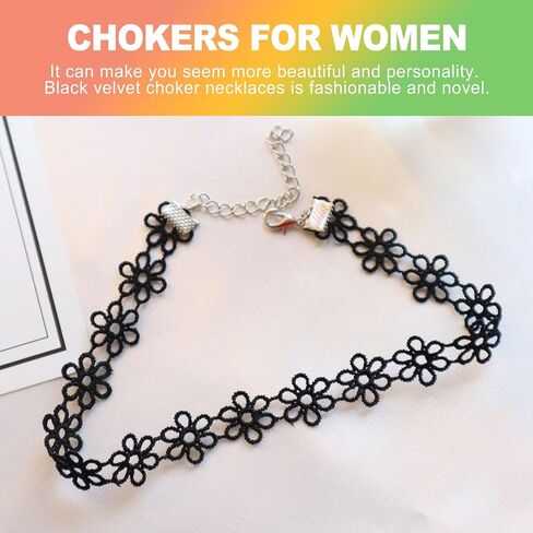 ZukoCert 6 PCS Black Lace Choker Set for Women, Gothic Velvet Neck Choker, Sexy Goth Cross Necklace, Aesthetic Gift for Party in Kuwait