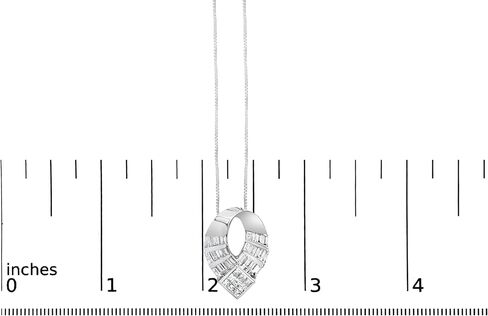 14k White Gold 1 5/8 Cttw Invisible Set Princess and Channel Set Baguette Diamond Curved Oval Shape Pendant Necklace (G-H Color, VS2-SI1 Clarity) in Kuwait
