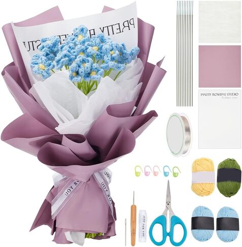 INFUNLY 10 pcs Lily Flowers Crochet Kits for Beginners Complete Flower Crochet Kits for Adults Starters with Instruction and Video Tutorials Crochet Kit Gift for Mother's Day Wedding Birthday in Saudi Arabia