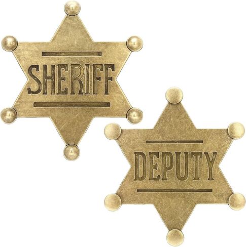 1 قطعة شريف و1 قطعة شارات نائب، شارة شرطة معدنية، شارات شرطي رعاة البقر الغربية نجمة هدايا للأطفال والكبار ومستلزمات الحفلات in Kuwait