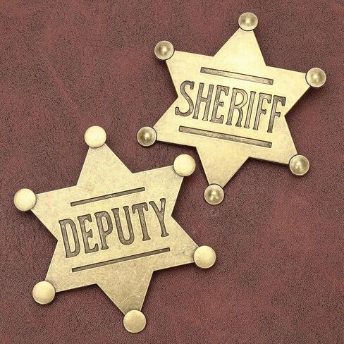 1 قطعة شريف و1 قطعة شارات نائب، شارة شرطة معدنية، شارات شرطي رعاة البقر الغربية نجمة هدايا للأطفال والكبار ومستلزمات الحفلات in Kuwait