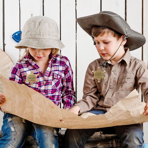 1 قطعة شريف و1 قطعة شارات نائب، شارة شرطة معدنية، شارات شرطي رعاة البقر الغربية نجمة هدايا للأطفال والكبار ومستلزمات الحفلات in Kuwait