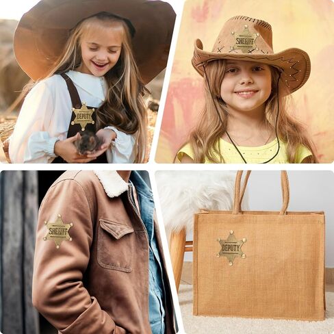 1 قطعة شريف و1 قطعة شارات نائب، شارة شرطة معدنية، شارات شرطي رعاة البقر الغربية نجمة هدايا للأطفال والكبار ومستلزمات الحفلات in Kuwait