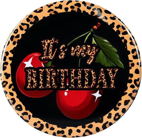 Leopard Cherry Birthday Pin - Cheetah Cherry Print "It's My Birthday" Button for Cheetah Cherry Party, Makeup Theme, Girls Night & Birthday Favors in Kuwait