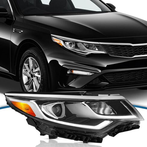 Compatible with 2019 2020 Kia Optima Headlight Replacement for 92102-D5550 with Halogen Bulbs & LED Daytime Running Lamp (Passenger side) in Kuwait
