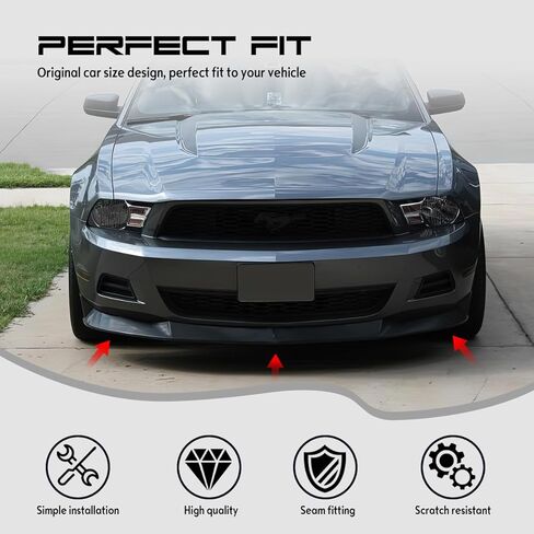 جناح الذقن الأمامي الممتص للصدمات، متوافق مع 2010-2012 Ford Mustang V6 فقط، نمط STL المرن من البولي يوريثين (PU) واقي الفاصل السفلي الأمامي، أسود غير مطلي، قطعة واحدة in Saudi Arabia