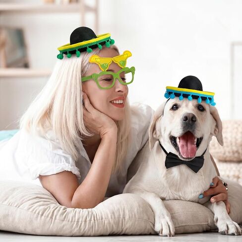Janinka 18 Pcs Fiesta Party Supplies Sombrero Headbands Paper Eyeglasses, Cinco De Mayo Mexican Party Decorations in Kuwait