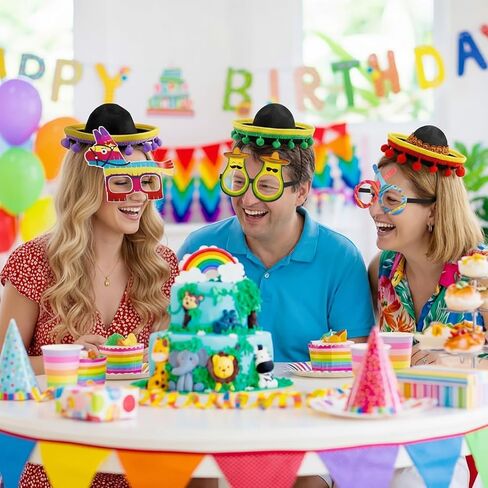 Janinka 18 Pcs Fiesta Party Supplies Sombrero Headbands Paper Eyeglasses, Cinco De Mayo Mexican Party Decorations in Kuwait