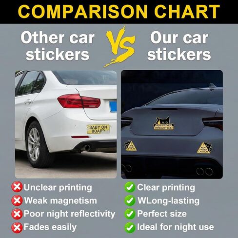 26 PCS Funny New Car Driver Magnets, Magnetic Student Driver Please Be Patient Signs Sticker Reusable Cute Black Cat for All Cars in Kuwait