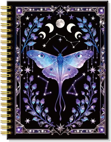 ERHACHAIJIA Luna Moth Bullet Hardcover 160 Pages Lined Spiral Notebook, Funny Gothic Occult Diary, Witchcraft Journal for Women, Graduation Gifts for Student, Astrology Diary, Celestial Planner Gifts in Saudi Arabia