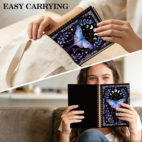 ERHACHAIJIA Luna Moth Bullet Hardcover 160 Pages Lined Spiral Notebook, Funny Gothic Occult Diary, Witchcraft Journal for Women, Graduation Gifts for Student, Astrology Diary, Celestial Planner Gifts in Saudi Arabia