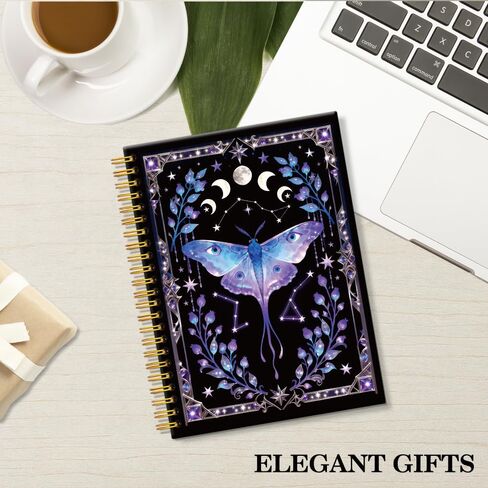 ERHACHAIJIA Luna Moth Bullet Hardcover 160 Pages Lined Spiral Notebook, Funny Gothic Occult Diary, Witchcraft Journal for Women, Graduation Gifts for Student, Astrology Diary, Celestial Planner Gifts in Saudi Arabia