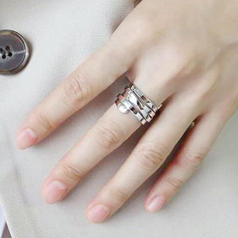 Adjustable Sterling Silver Rings 925 Sterling Silver Chunky Rings Minimalist Statement Open Silver Jewelry for Women in Saudi Arabia