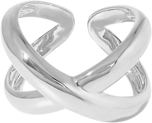 Adjustable Sterling Silver Rings 925 Sterling Silver Chunky Rings Minimalist Statement Open Silver Jewelry for Women in Saudi Arabia