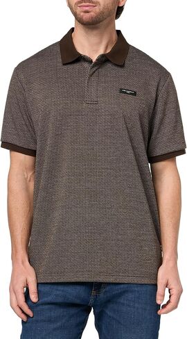 KARL LAGERFELD Men's Straight Collar Chest Logo Textured Short Sleeve Polo in Saudi Arabia