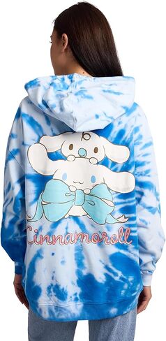 سويت شيرت نسائي من Bioworld Cinnamoroll & Milk بأكمام طويلة وغطاء للرأس من الصوف باللون الأزرق in Saudi Arabia