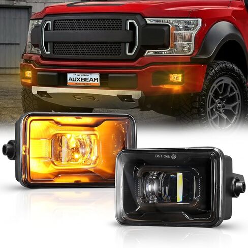Auxbeam LED Fog Lights with Amber Ambient Halo DRL for Ford F150 2015-2020, F250 F350 F450 F550 Super Duty 2017-2019, DOT Approved 4 Inch LED Fog Light Bumper Driving Fog Lamps 1 Pair, Black in Saudi Arabia