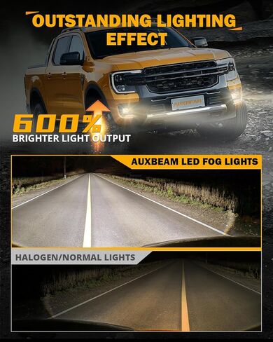 Auxbeam LED Fog Lights with Amber Ambient Halo DRL for Ford F150 2015-2020, F250 F350 F450 F550 Super Duty 2017-2019, DOT Approved 4 Inch LED Fog Light Bumper Driving Fog Lamps 1 Pair, Black in Saudi Arabia