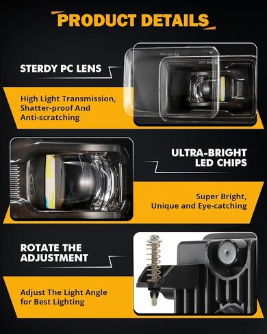 Auxbeam LED Fog Lights with Amber Ambient Halo DRL for Ford F150 2015-2020, F250 F350 F450 F550 Super Duty 2017-2019, DOT Approved 4 Inch LED Fog Light Bumper Driving Fog Lamps 1 Pair, Black in Saudi Arabia