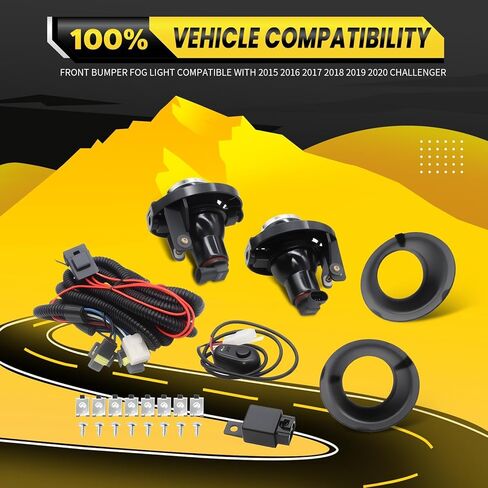 Fog Light Assembly Compatible with 2015-2020 Challenger Halogen Lamp with Wiring & Switch Kit Clear Lens Left and Right Side 5182021AB in Saudi Arabia