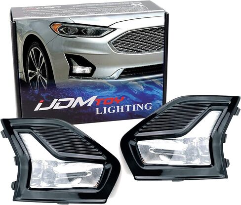 مجموعة مصابيح الضباب/القيادة iJDMTOY LED متوافقة مع Ford Fusion 2019-2020، مجموعة LH RH LED عالية الطاقة بمواصفات OEM مع أغطية إطار Foglamp ومجموعة أسلاك مفتاح التشغيل/الإيقاف in Kuwait