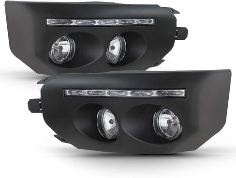 ACANII - For 2007-2014 Toyota Fj Cruiser Black Bumper Fog Lights LED DRL Driving Lamps Assembly Pair Driver & Passenger in Saudi Arabia