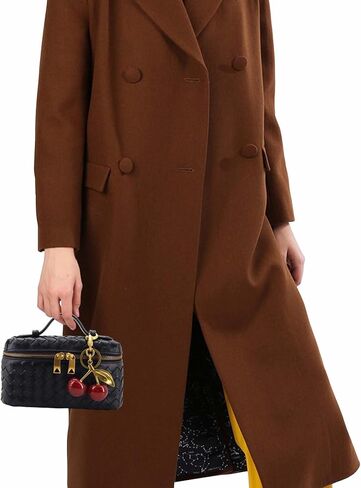 Woven Crossbody Bags for Women Trendy Clutch Purse Bag Small Top Handle Leather Handbag with Cherry Charm in Saudi Arabia