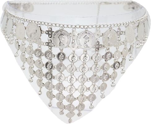 Women Silver Metal Fashion Belt - Ethnic Coin Greek Charms Belly Dance Hip Waist S M L in Saudi Arabia