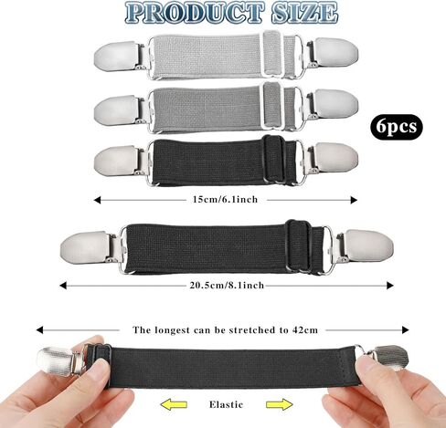 Mozeat Lens 6 Pcs Adjustable Hip Elastic Belt, Elastic Band for Sewing Pant Waist Tightener Pant Belt Clip Women Men Back Cinch for Jeans Pants Dresses in Saudi Arabia