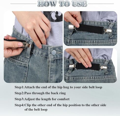 Mozeat Lens 6 Pcs Adjustable Hip Elastic Belt, Elastic Band for Sewing Pant Waist Tightener Pant Belt Clip Women Men Back Cinch for Jeans Pants Dresses in Saudi Arabia