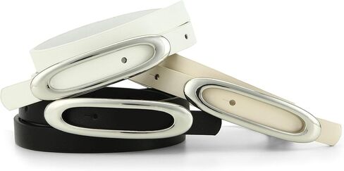 حزام نحيف للسيدات من HOTWILL لفساتين الجينز، أحزمة جلدية صناعية للسيدات بخصر رفيع مع إبزيم ذهبي in Kuwait