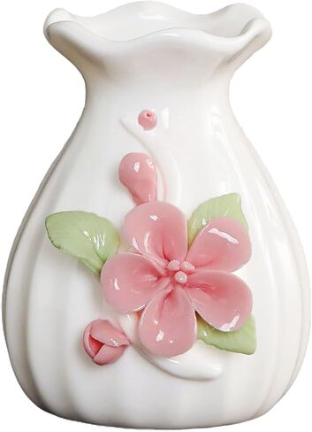 Handmade Ceramic Vase, 3D Hand Painted Flower Home Decor, Porcelain Relief Flowers, Living Room Dining Desk Statue Ornaments, 1 Piece in Kuwait