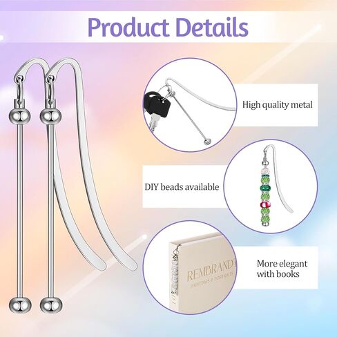 24 قطعة من الإشارات المرجعية القابلة للخرز، DIY شريط فضي فارغ من الإشارات المرجعية للخرز الحرفية قلادة معدنية هدايا ساحرة للمعلمين والطلاب ومحبي الكتب واللوازم المكتبية in Kuwait