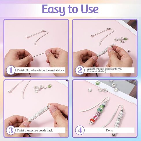 24 قطعة من الإشارات المرجعية القابلة للخرز، DIY شريط فضي فارغ من الإشارات المرجعية للخرز الحرفية قلادة معدنية هدايا ساحرة للمعلمين والطلاب ومحبي الكتب واللوازم المكتبية in Kuwait