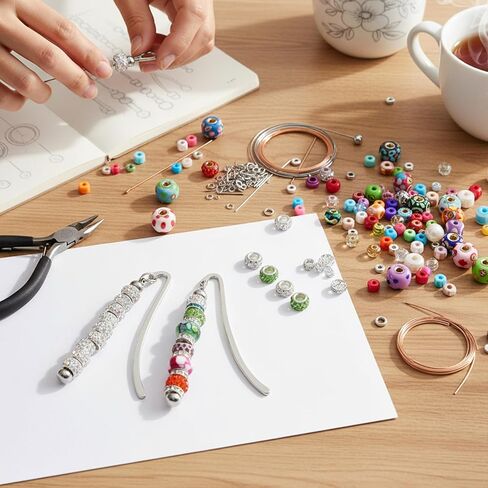 24 قطعة من الإشارات المرجعية القابلة للخرز، DIY شريط فضي فارغ من الإشارات المرجعية للخرز الحرفية قلادة معدنية هدايا ساحرة للمعلمين والطلاب ومحبي الكتب واللوازم المكتبية in Kuwait