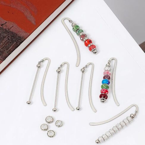 24 قطعة من الإشارات المرجعية القابلة للخرز، DIY شريط فضي فارغ من الإشارات المرجعية للخرز الحرفية قلادة معدنية هدايا ساحرة للمعلمين والطلاب ومحبي الكتب واللوازم المكتبية in Kuwait