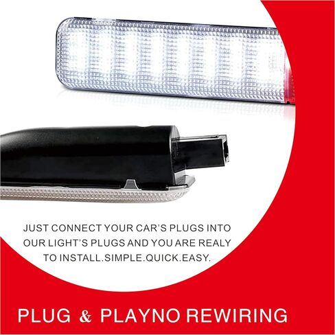 2 PCS Door Panel Courtesy Light, High Bright Instant Start Interior Door Warning Light Set, Waterproof Plug and Play Anti-collision Reflector Lamp, Compatible with Chevy GMC (White & Red) in Kuwait