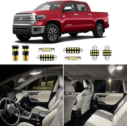18pcs Tundra Interior LED Lights Kit for 2007-2018 2019 2020 2021 Toyota Tundra 6000K Super Bright White Interior LED blubs Replacement for Dome Map lights and License Plate Light + Installation Tool in Saudi Arabia