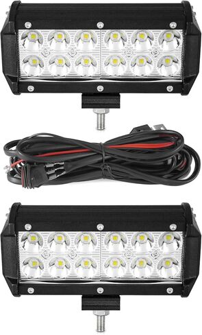 2 Pcs 7 in 38W 3800LM Led Pods Flood Beam with Wiring Harness Fuse and Quick Connector Adjustable Waterproof LED Off-Road Lights for Truck SUV ATV Jeep and Motorcycle in Saudi Arabia