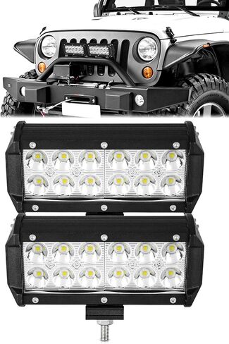 2 Pcs 7 in 38W 3800LM Led Pods Flood Beam with Wiring Harness Fuse and Quick Connector Adjustable Waterproof LED Off-Road Lights for Truck SUV ATV Jeep and Motorcycle in Saudi Arabia
