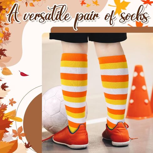 2 Pairs Candy Corn Socks Striped Knee High Stockings High Witch Knee Stockings Halloween Tube Socks in Kuwait