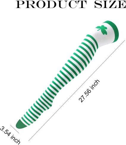 2 Pairs St. Patrick’s Day Socks Irish Shamrock High Socks Green White Striped Knitted Knee Socks Long Tube Over Knee Socks Clover Novelty Knee High Socks for Women Men Parade Party Costume Accessories in Kuwait